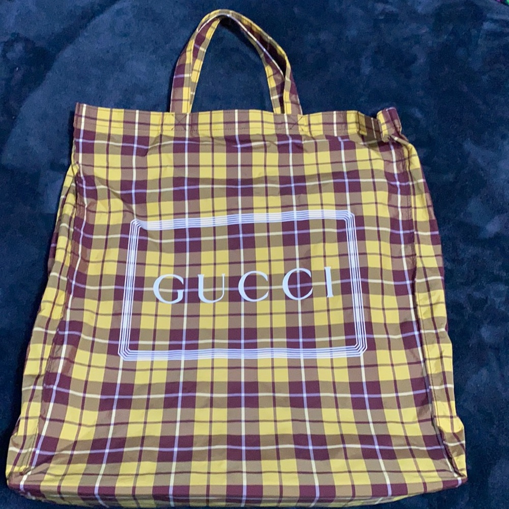 Gucci Plaid Nylon Tote  - 2019 Collection